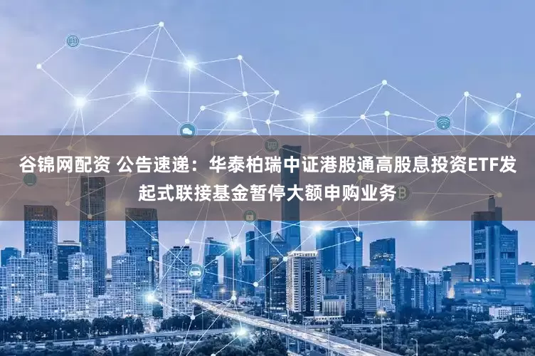 谷锦网配资 公告速递：华泰柏瑞中证港股通高股息投资ETF发起式联接基金暂停大额申购业务